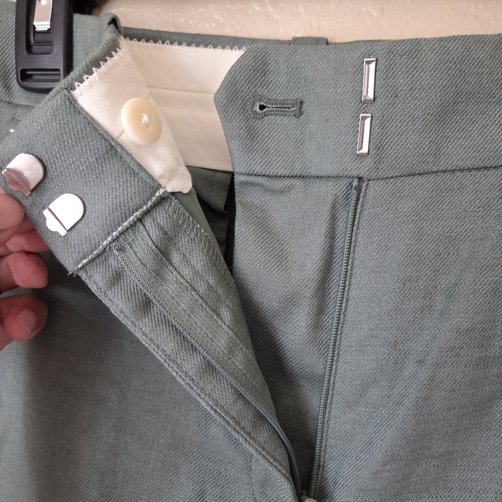 NWT J.Crew Carolina Flare Pant In Stretch Linen Blend Size 8 Green - Picture 5 of 8